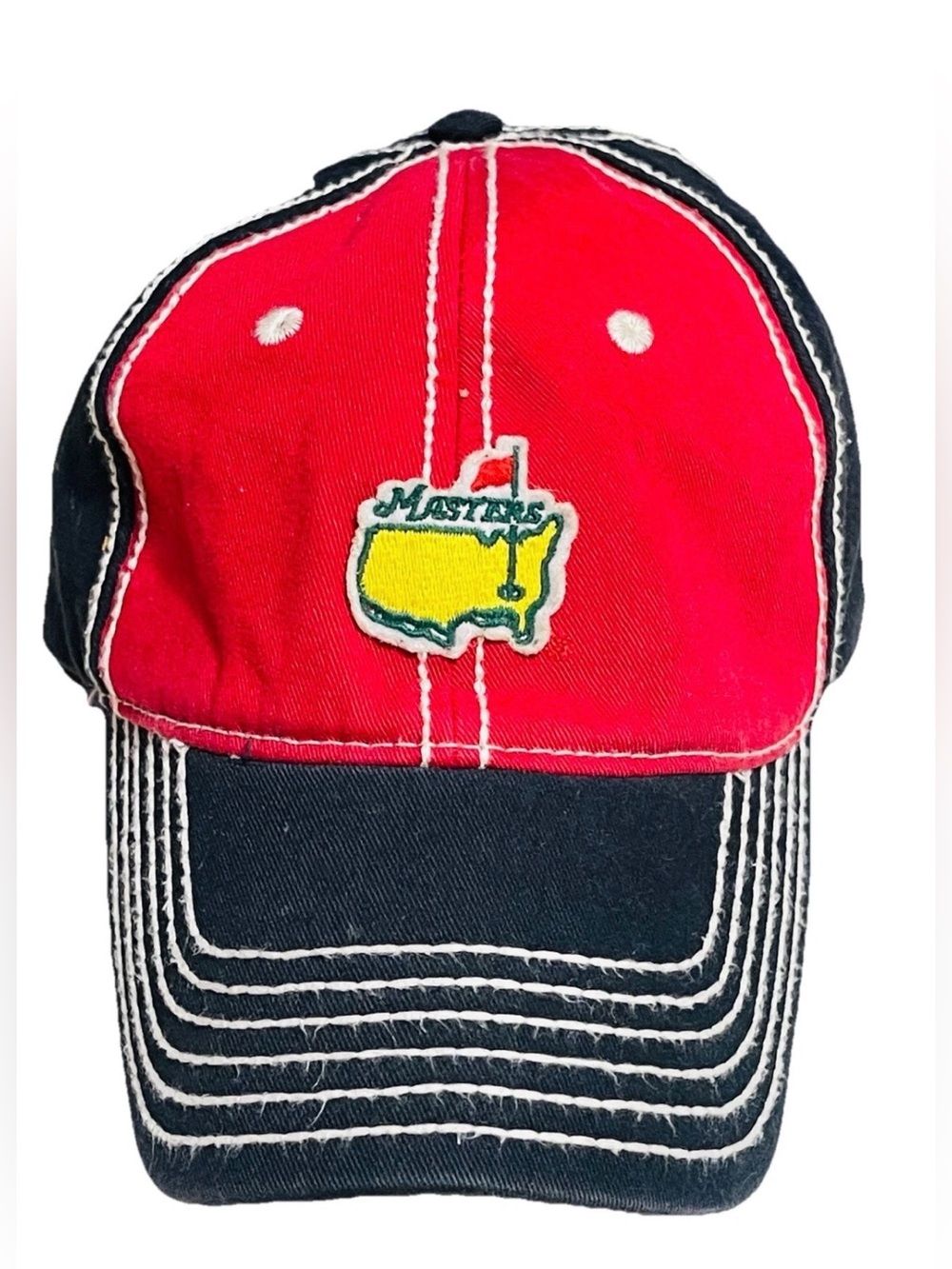 Masters Hat Cap Strap Back Mens One Size Black Red Golf Augusta National Vintage